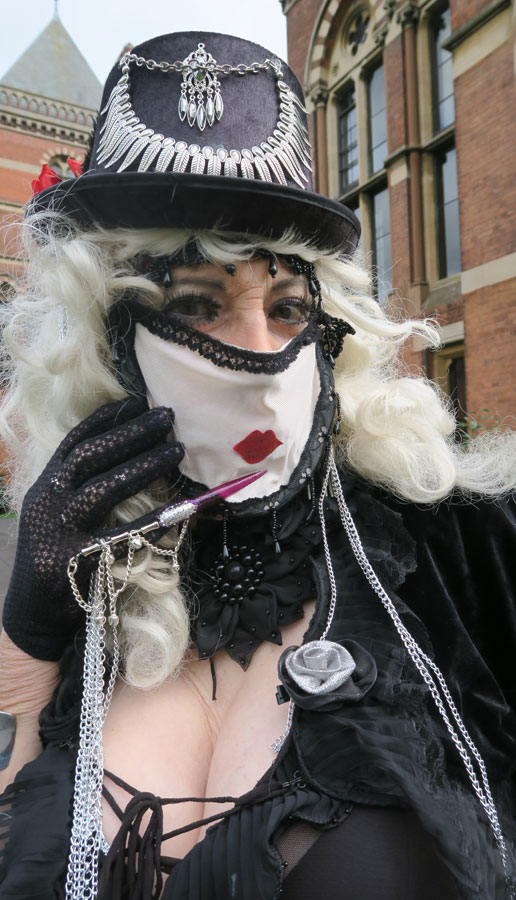 Martine with mask and gloves at Kelham Hall Martine with mask and gloves at Kelham Hall